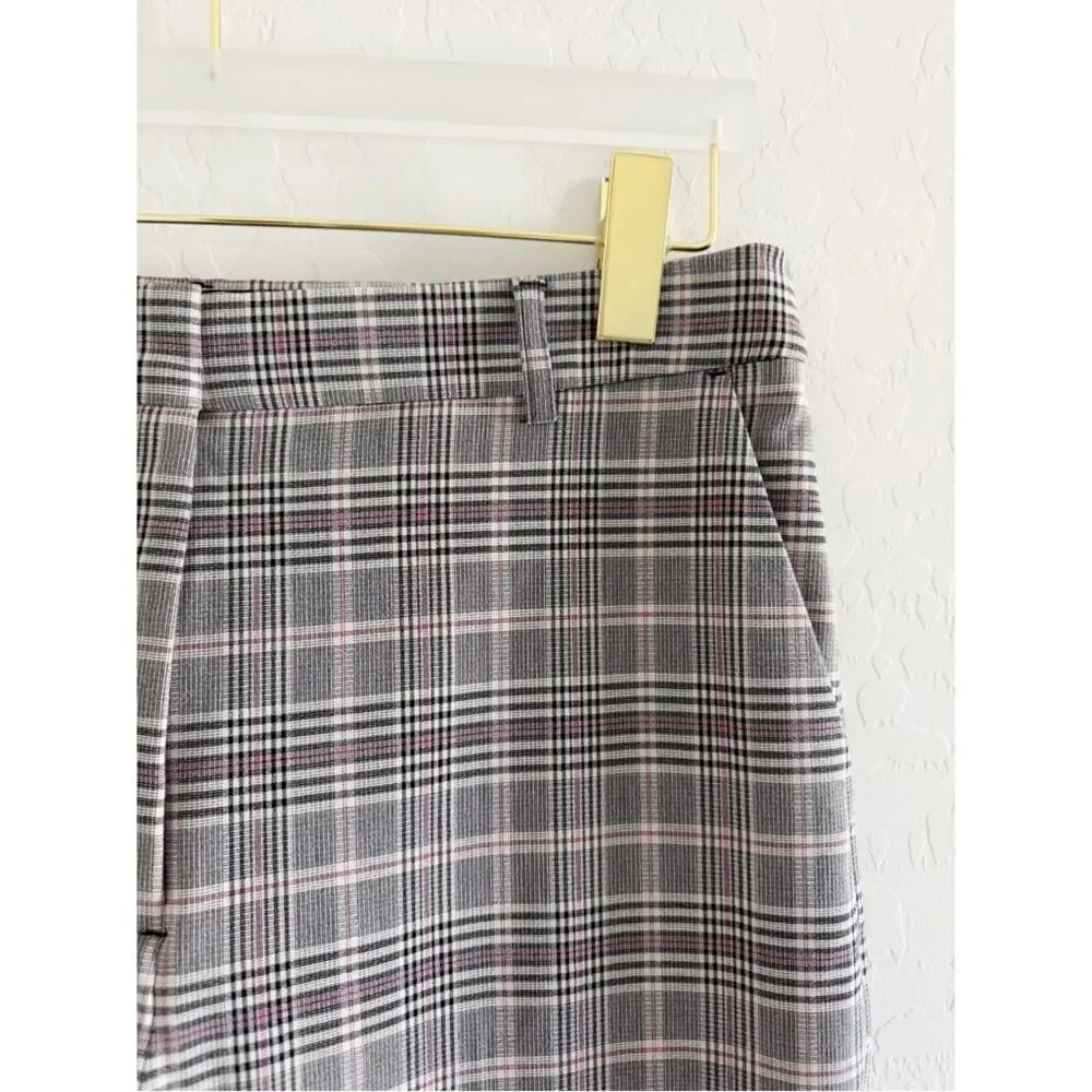 NEW Express Editor Super High Waisted Plaid Straight Ankle Pant Size 10 Long
